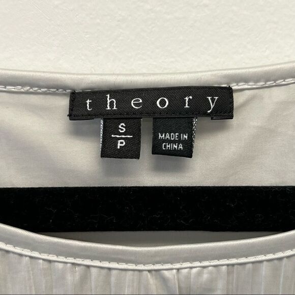 Theory Denatria Full Mooth Silver Crinkle Satin Drop Waist Mini Dress Size Small - Picture 12 of 14